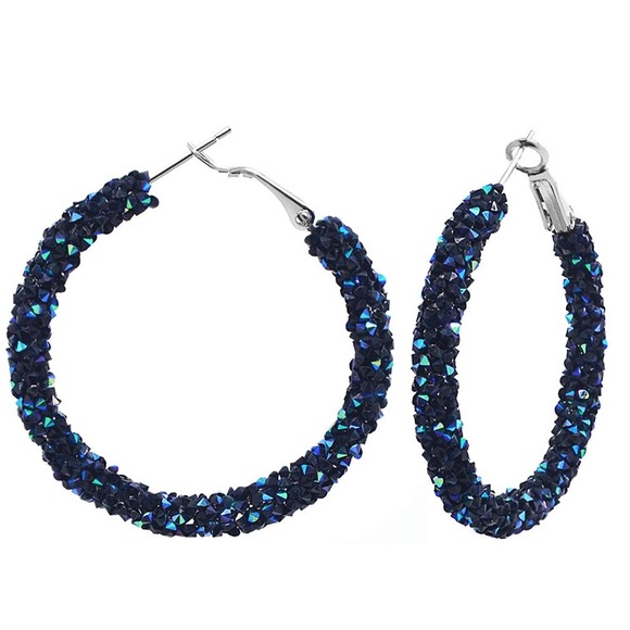 💌 Small Sparkling Rhinestone Hoops - Picture 1 of 6